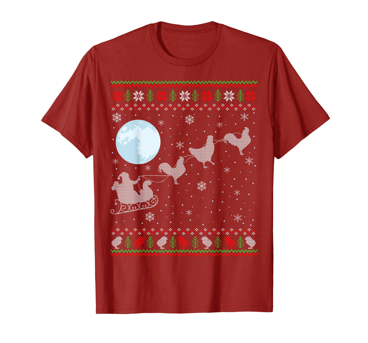 Ugly Chicken Xmas Gift Santa Riding Raindeer Chicken T-Shirt