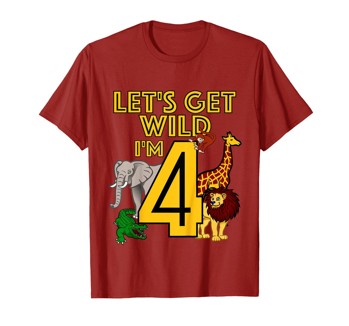 4 Year Old Zoo Birthday Shirt Safari Jungle Animal 4th Gift T-Shirt