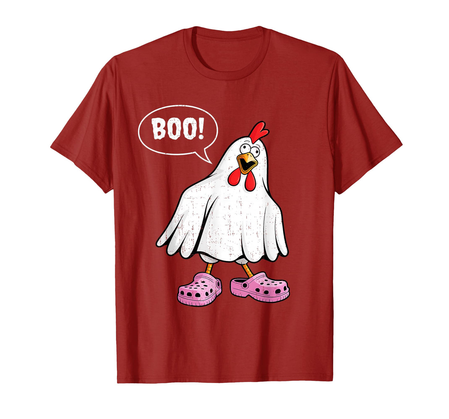 Cute Chicken Boo with Pink Shoes Funny Halloween Men Women T-Shirt