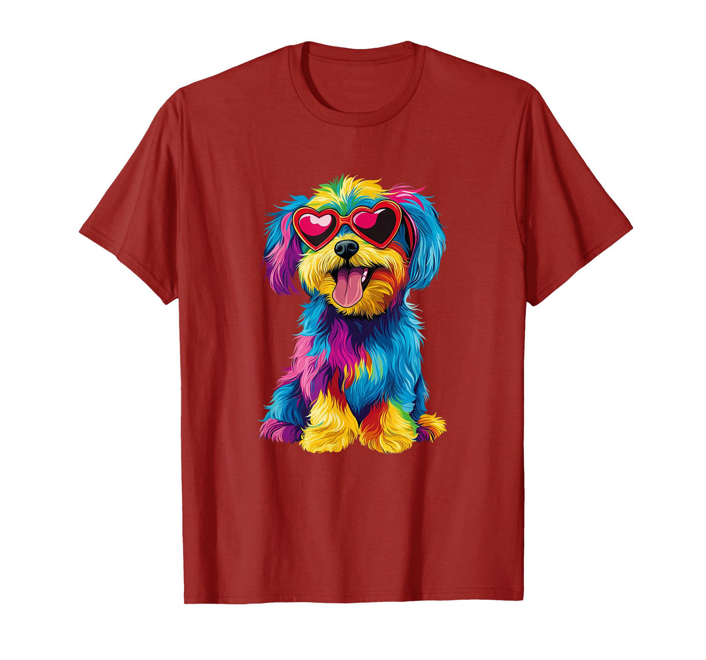 Rainbow Cute Dog Wearing Glasses Heart Puppy Love Dog Funny T-Shirt