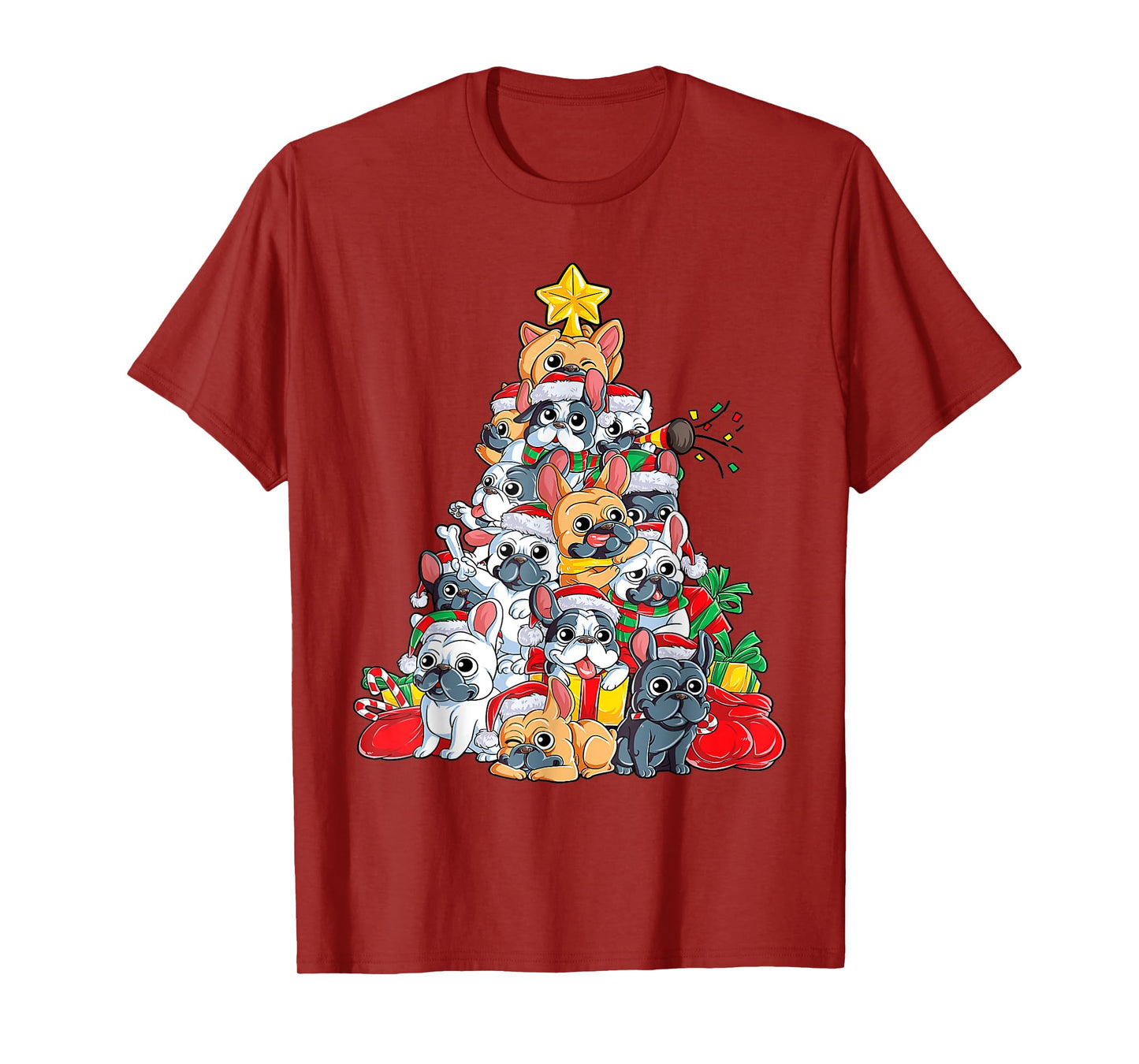 French Bulldog Christmas Tree Dog Santa Hat Xmas Boys Dogmas T-Shirt