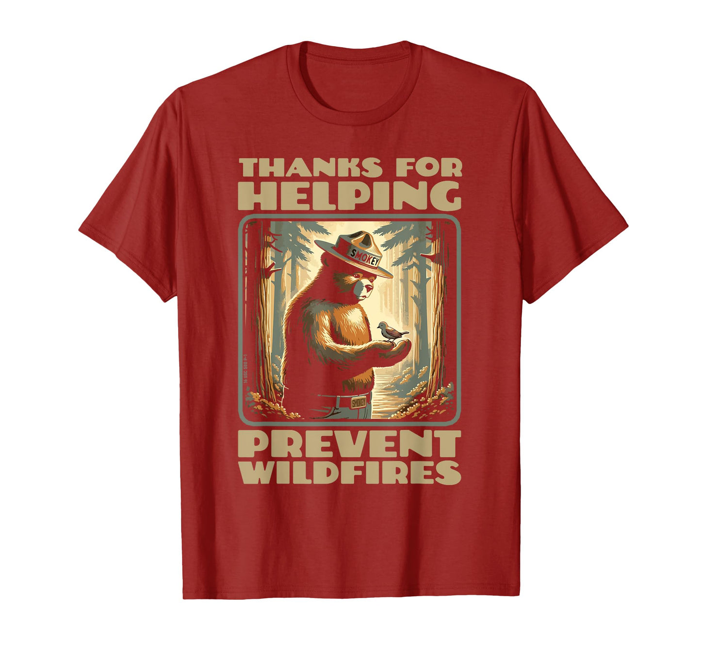 Smokey Bear & Baby Bird Forest Friend - Thanks For Helping T-Shirt
