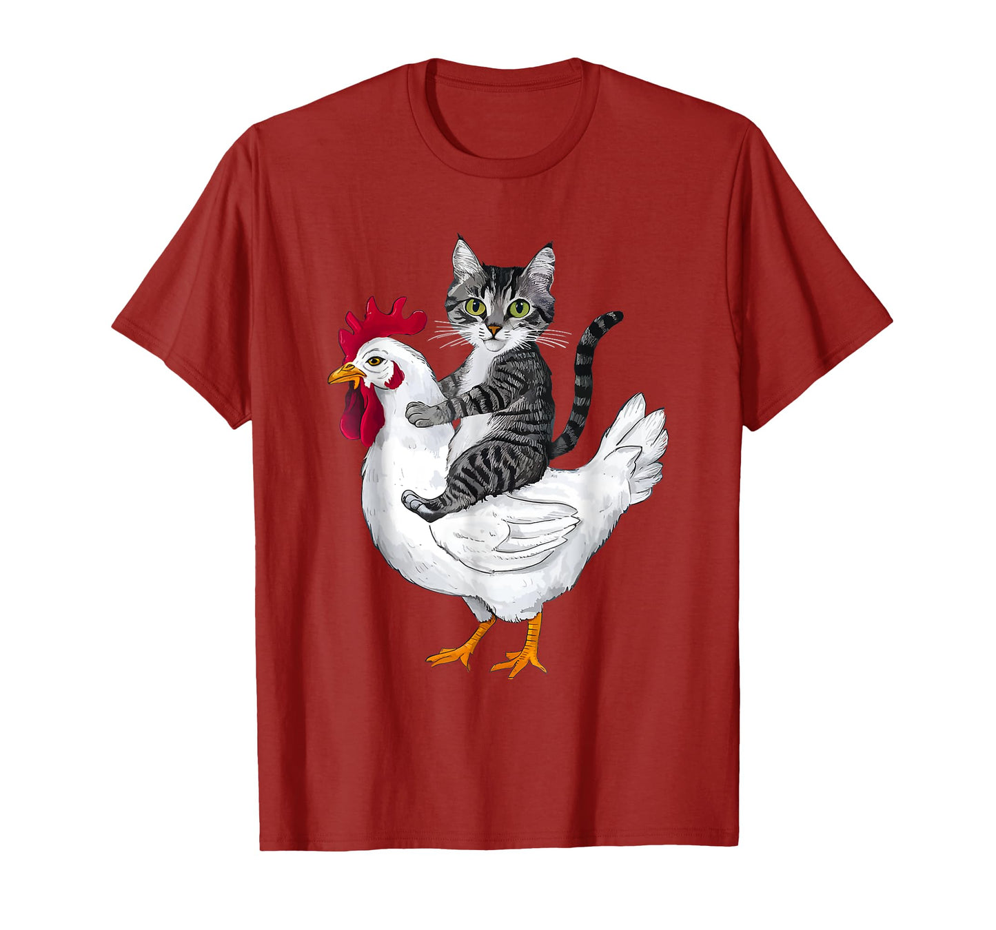 Funny Cat Riding Chicken T-Shirt for Men Women Girls Kids
