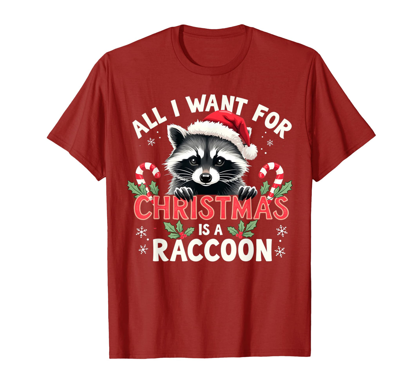 Xmas Lighting Santa I Want For Christmas Is A Raccoon T-Shirt