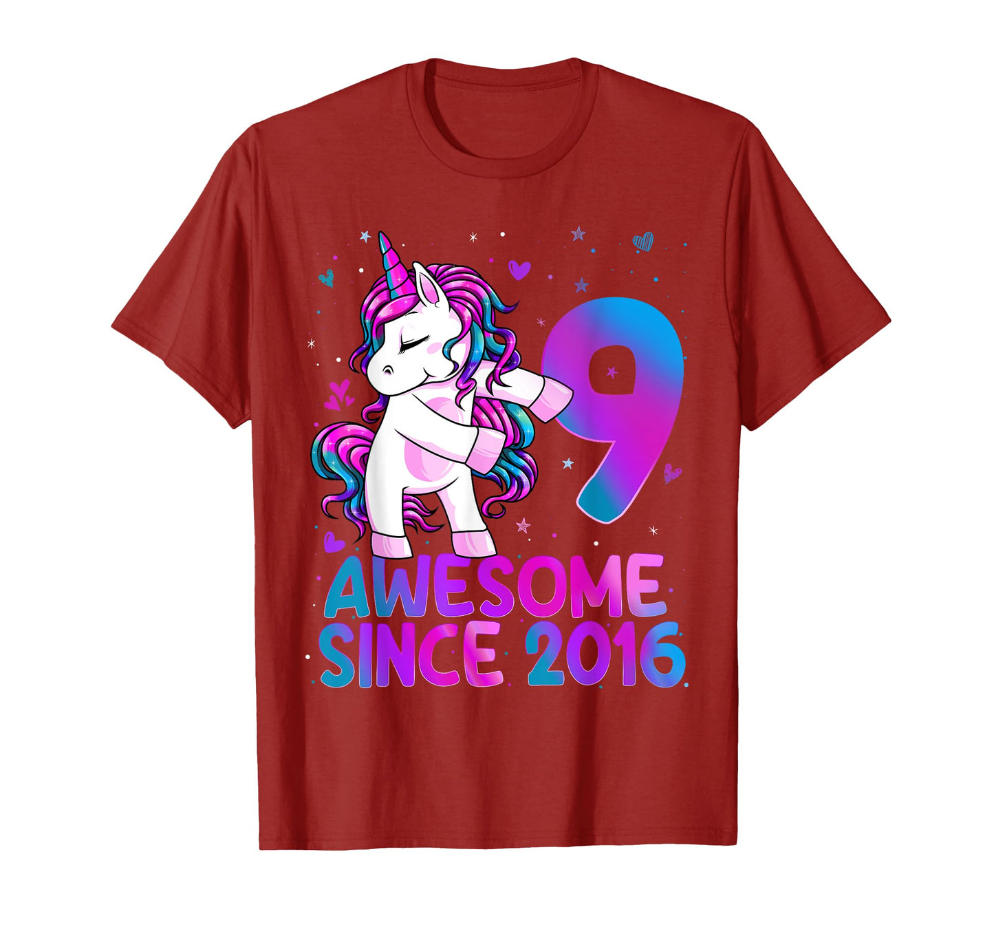 Flossing Unicorn 9 Year Old 9th Birthday Girl Unicorn Party T-Shirt