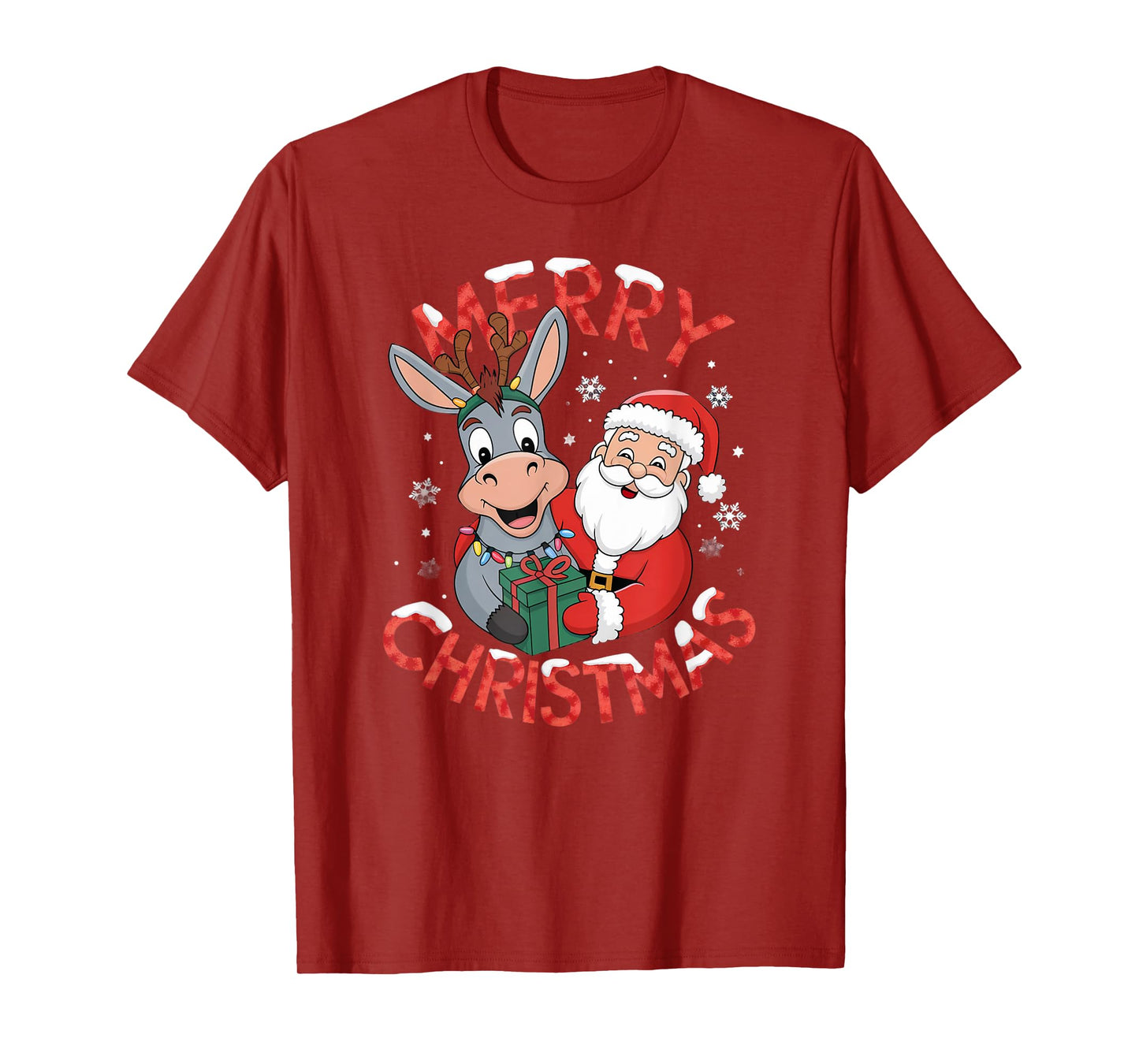 Cute Xmas Donkey Santa on Donkey Christmas T-Shirt