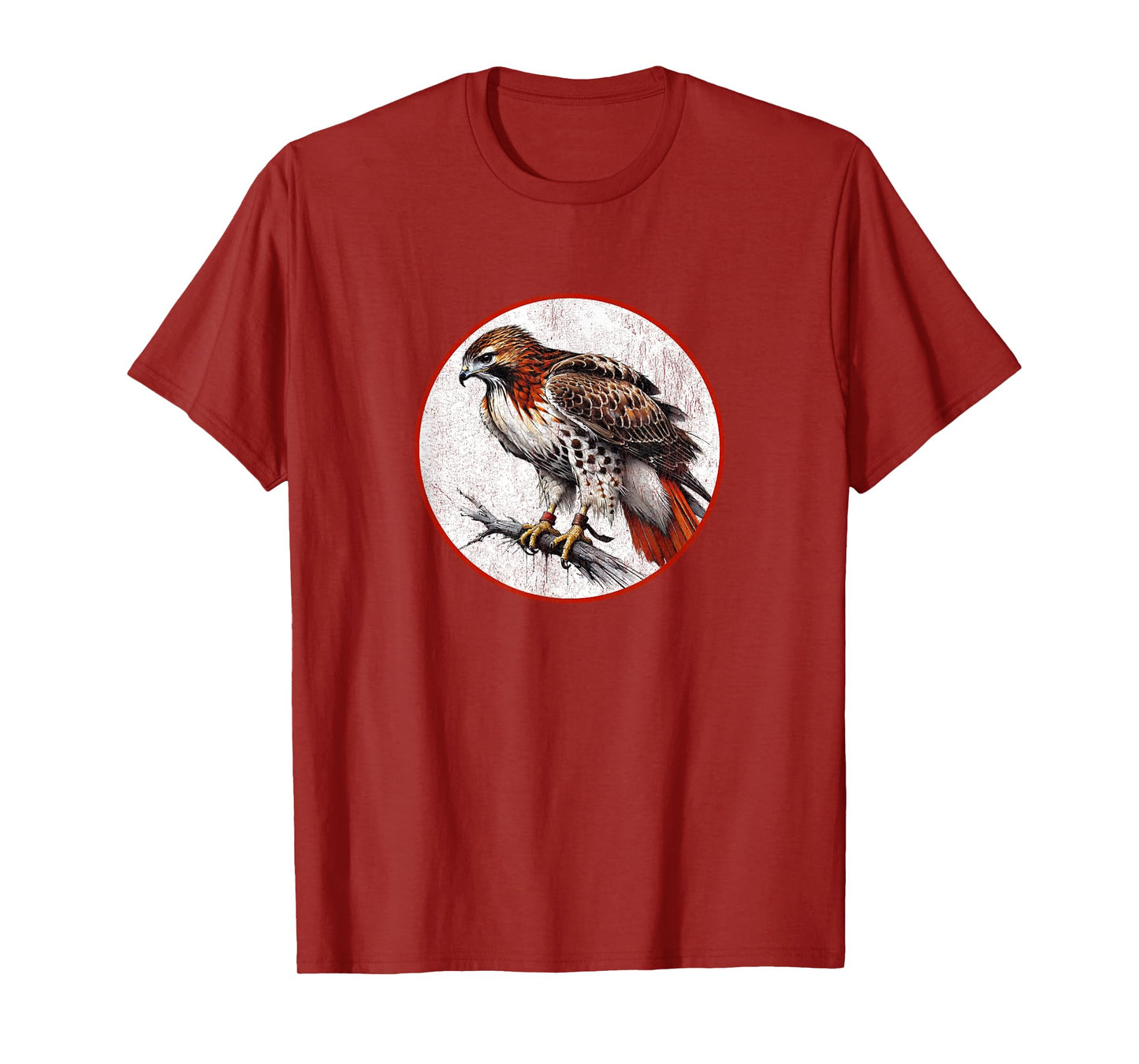 Colorful Retro Red Tailed Hawk Bird Design T-Shirt