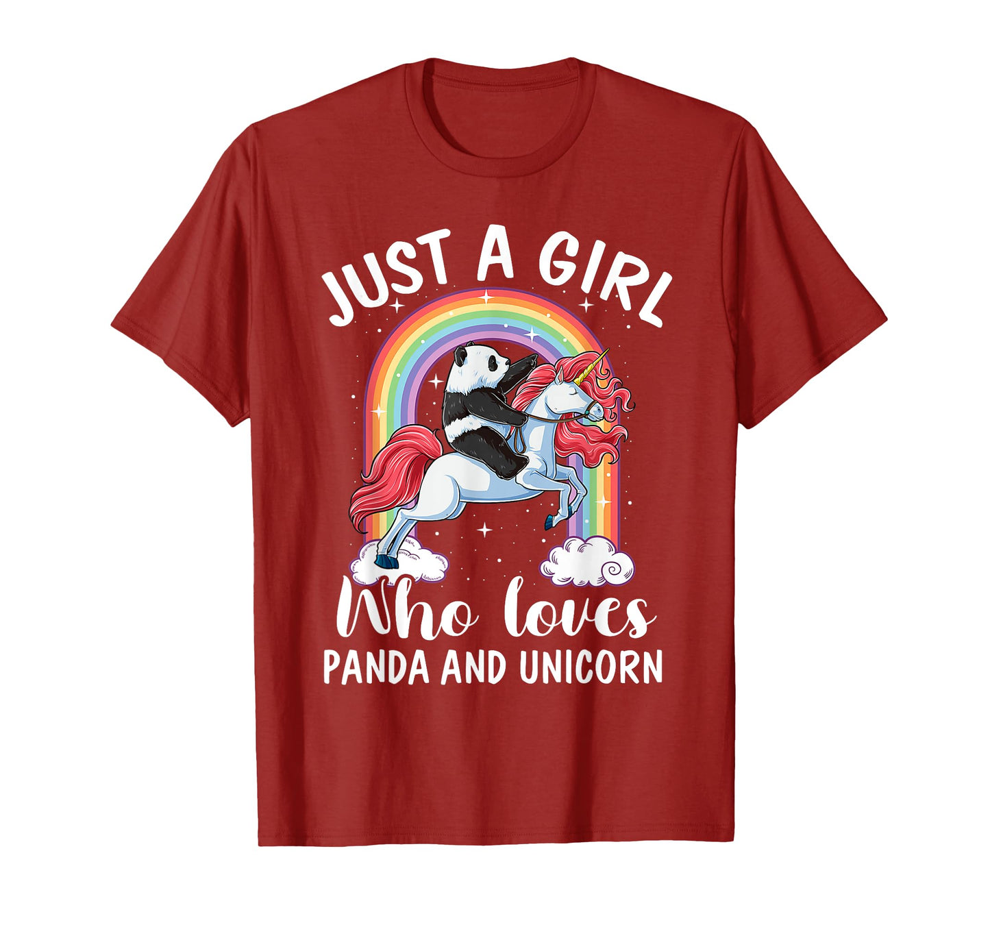 Just A Girl Who Loves Pandas And Unicorns Panda Ride Unicorn T-Shirt