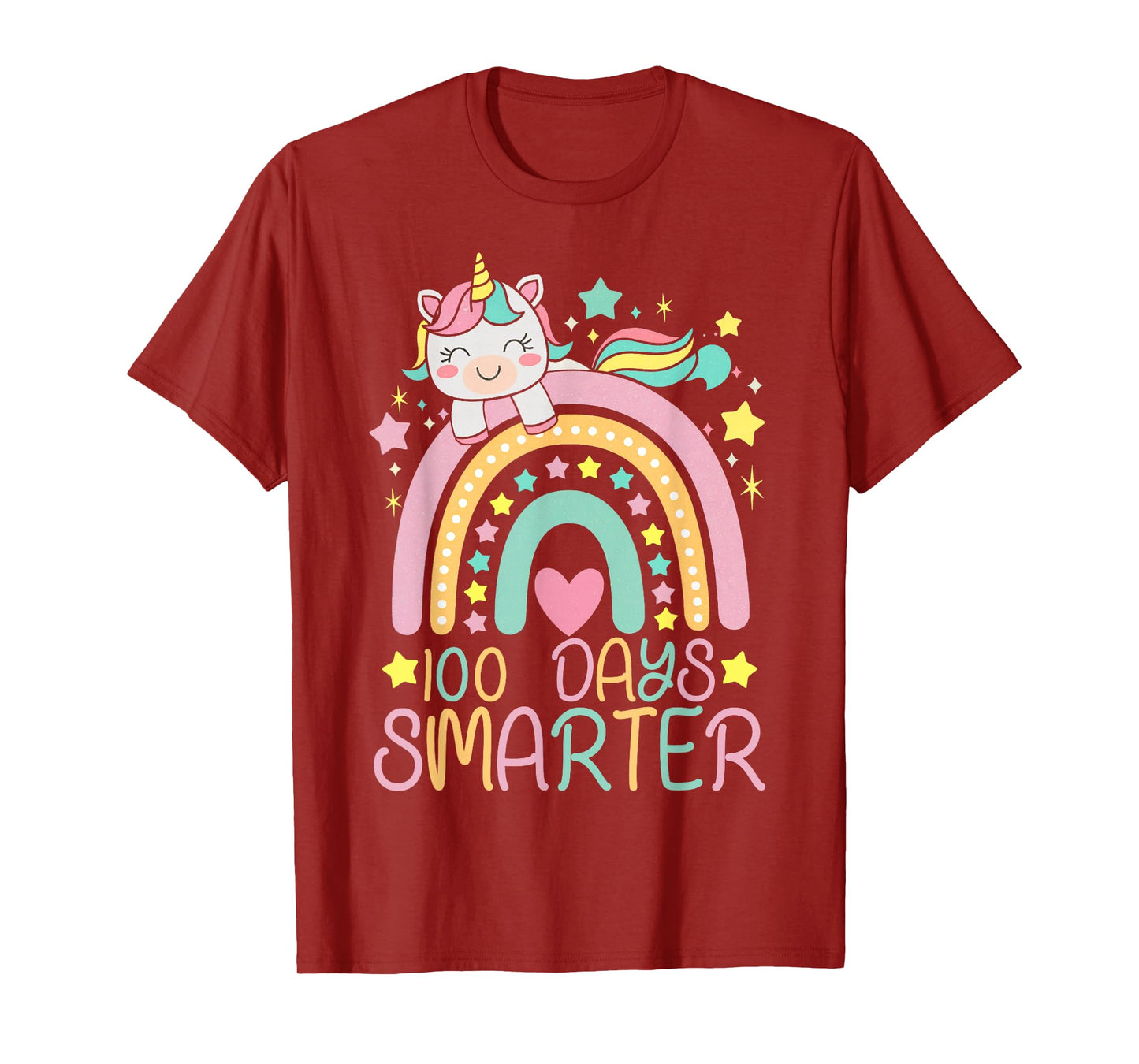100 Days Smarter Kids Girls Unicorn 100th Day of School T-Shirt