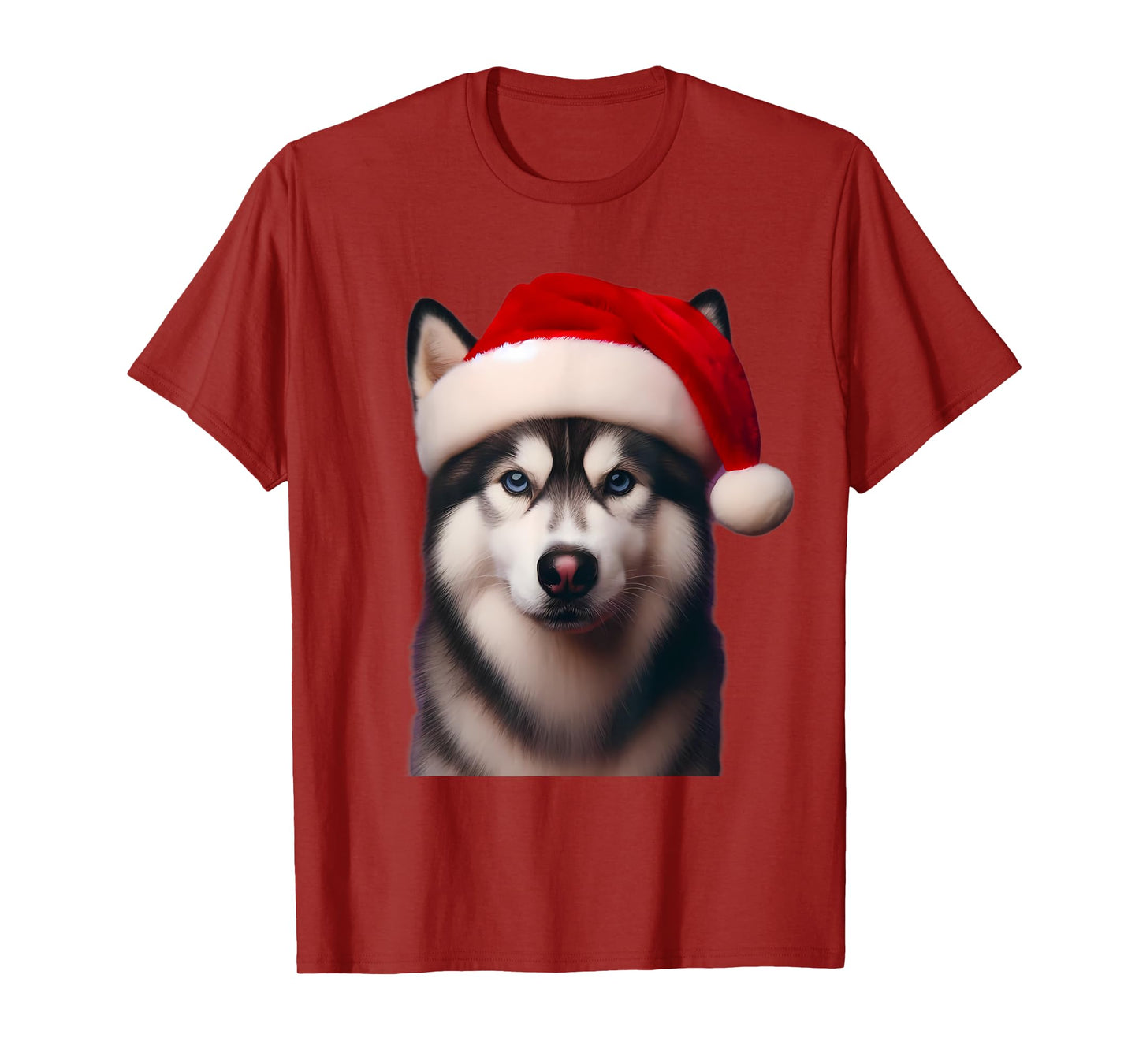 Siberian Husky With Santa Hat Christmas Xmas Dog Owner Lover Men Women Kids T-Shirt
