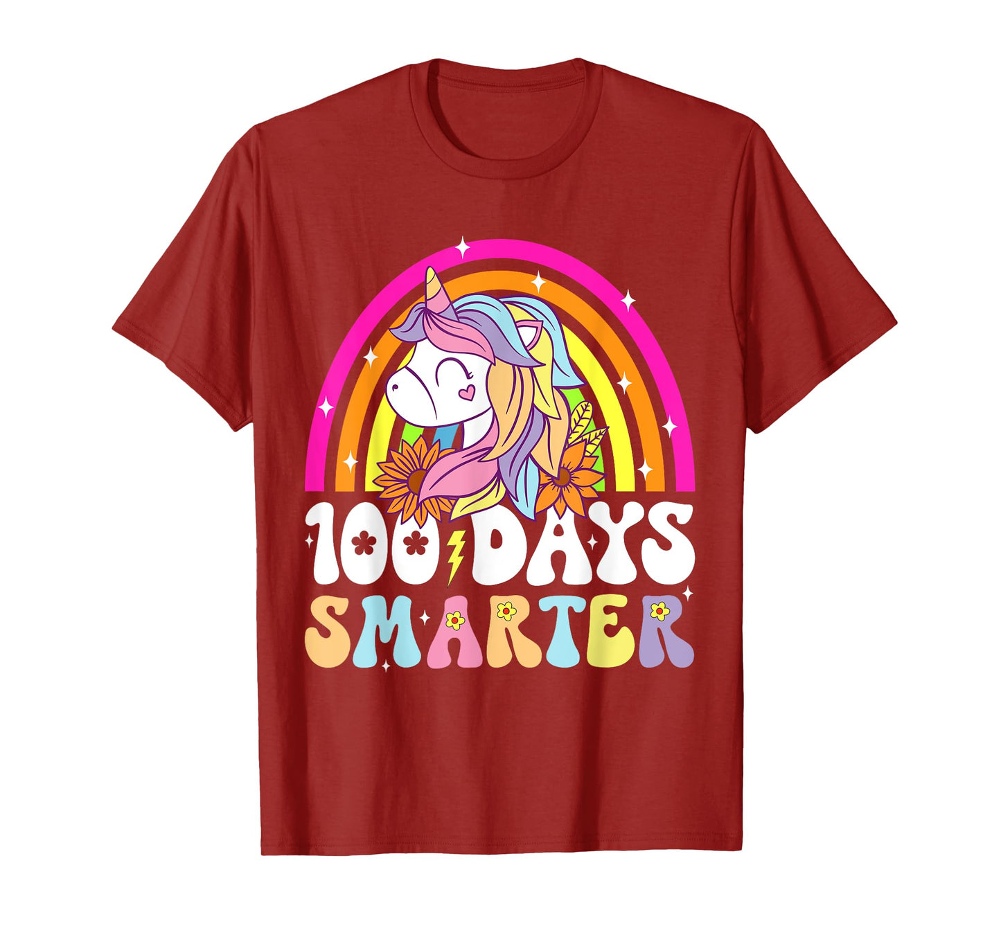 100th Day Of School Teacher 100 Days Smarter Rainbow Unicorn T-Shirt
