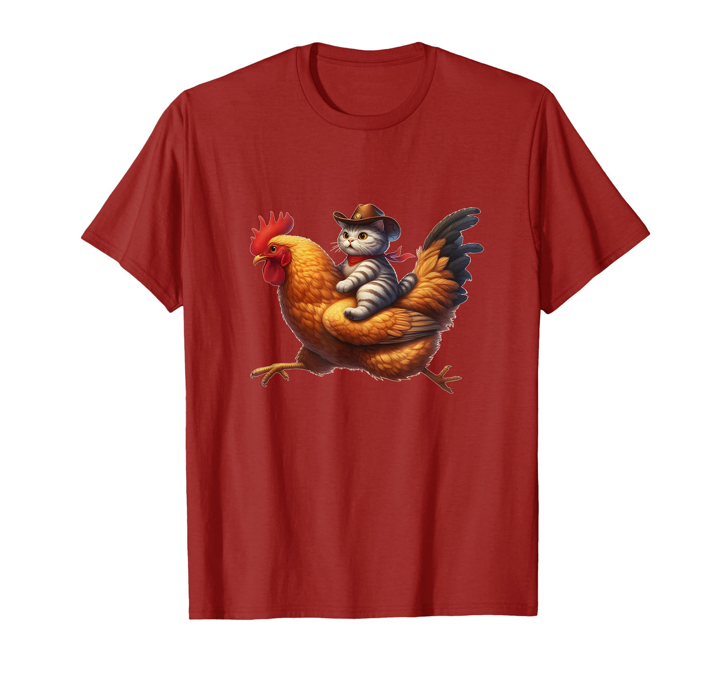 Funny Cat Riding Rooster Rodeo Cowboy Cat Riding Chicken T-Shirt