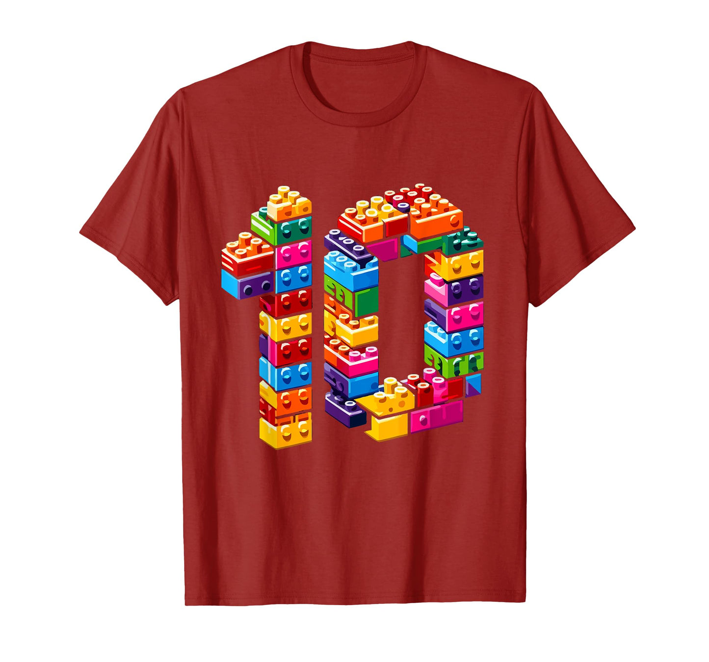 10 Year Old Blocks Building Master Builder 10th Birthday Boy T-Shirt