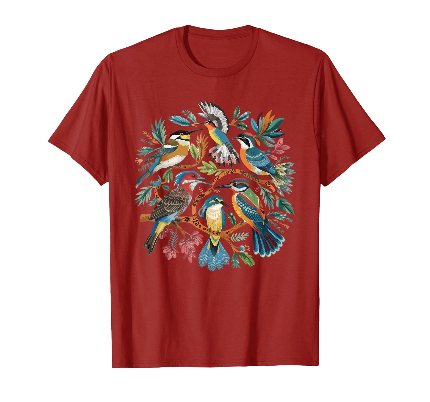Enchanted Forest Bird Gathering Artistic Bird Watching T-Shirt