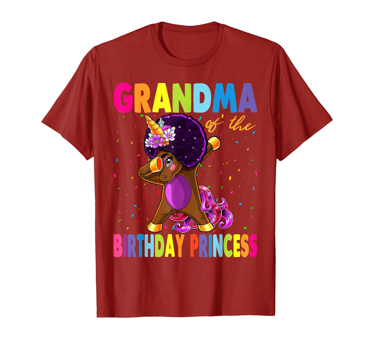 Dabbing Unicorn Afro Grandma of the Birthday Princess T-Shirt