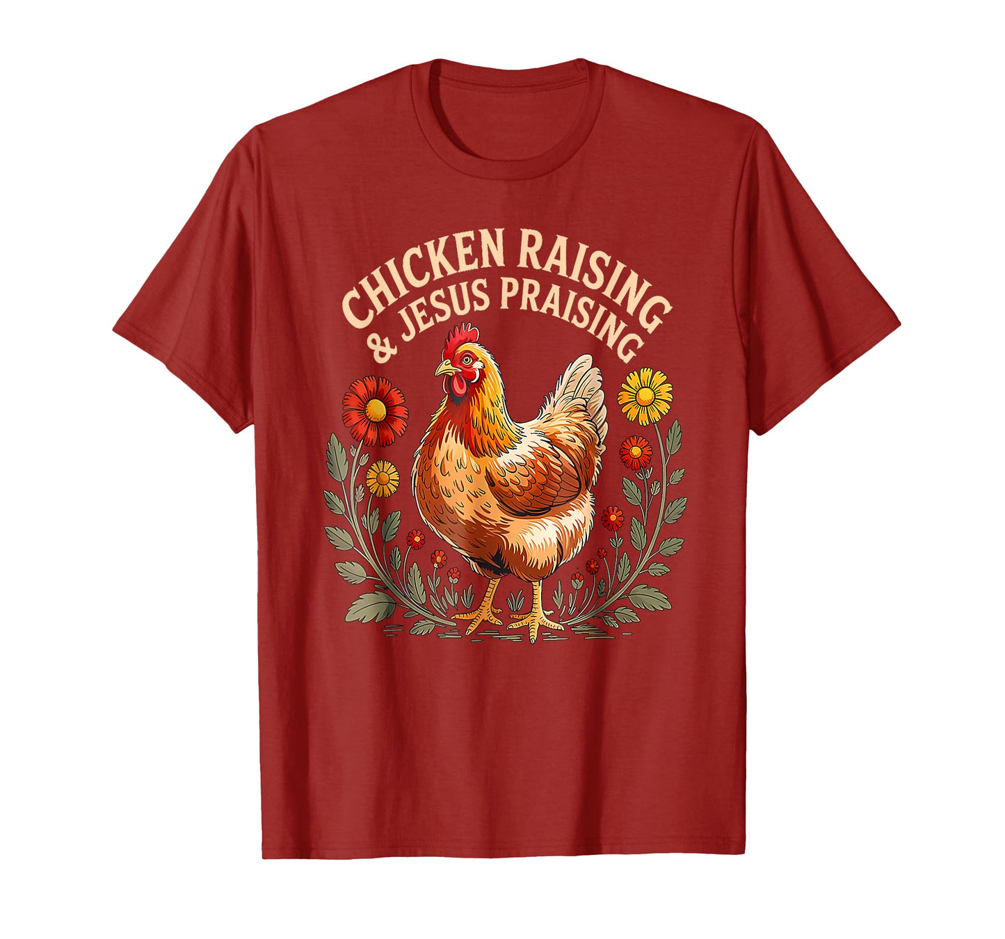 Jesus Prasing And Chicken Raising Funny Faith Farm Girls T-Shirt