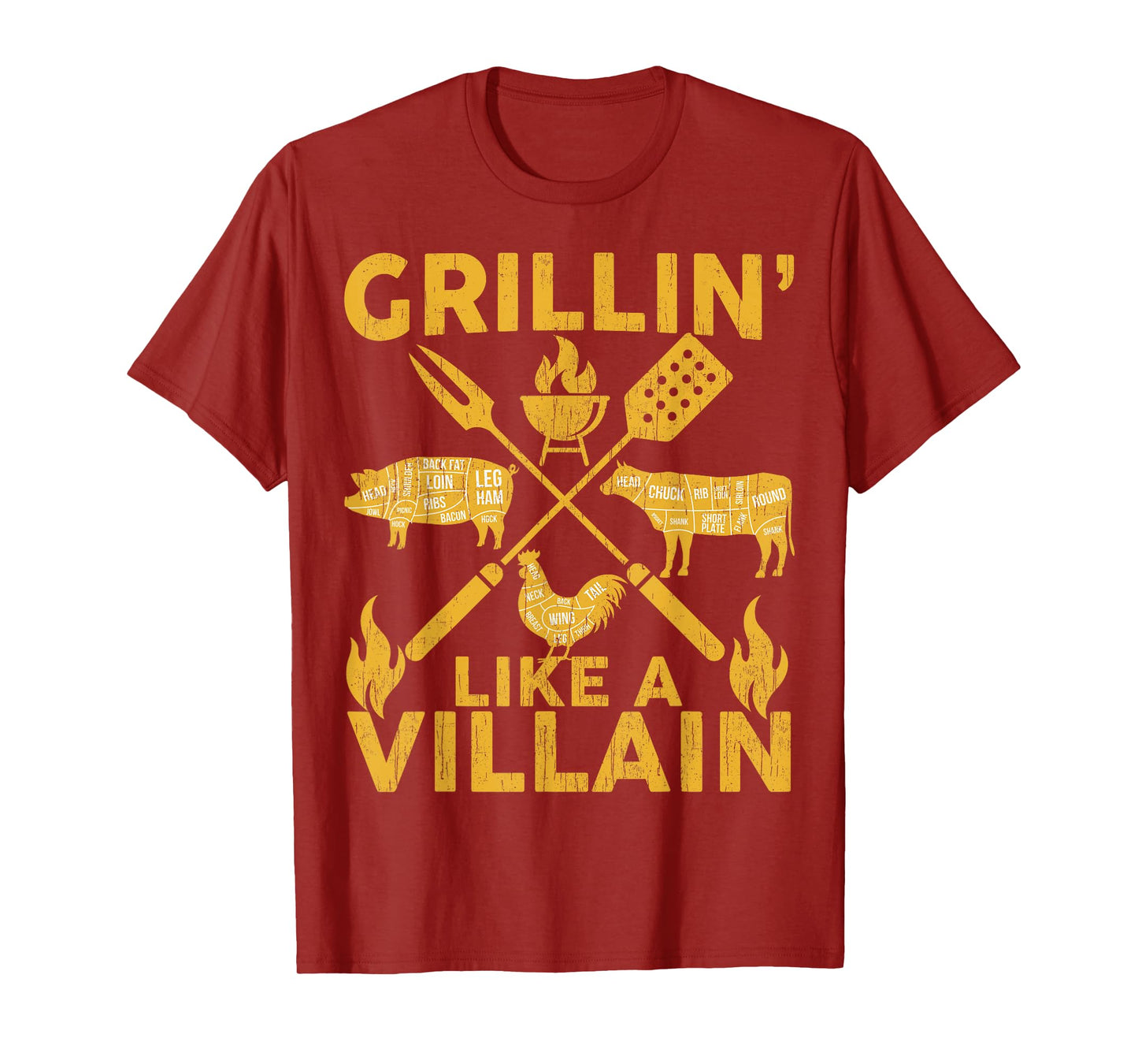 BBQ-Shirt Funny Grillin Like A Villain Barbecue Grilling Men T-Shirt