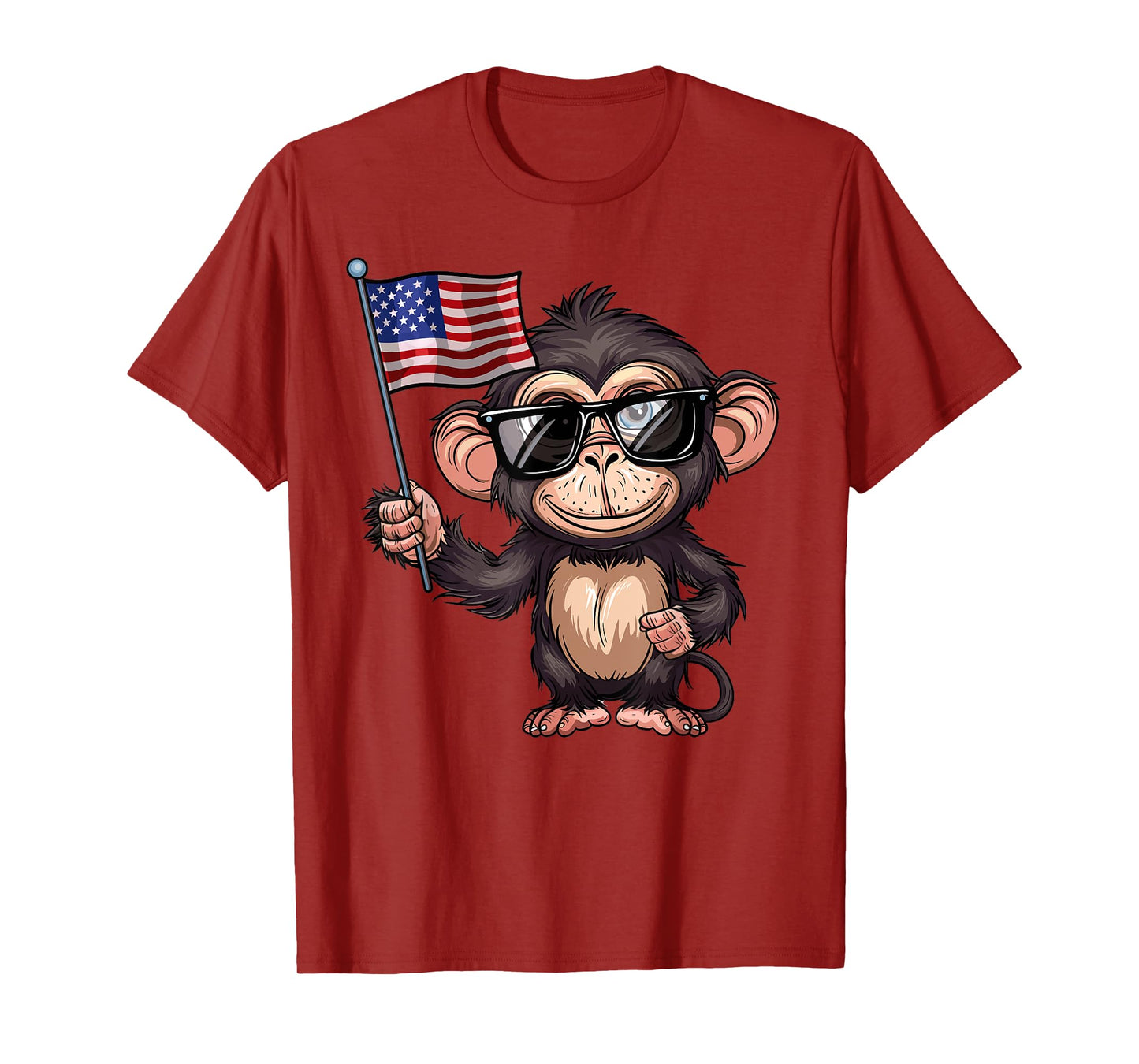 Monkey USA Flag - Funny Monkey Lovers 4th of July Women Girls Kids Men T-Shirt