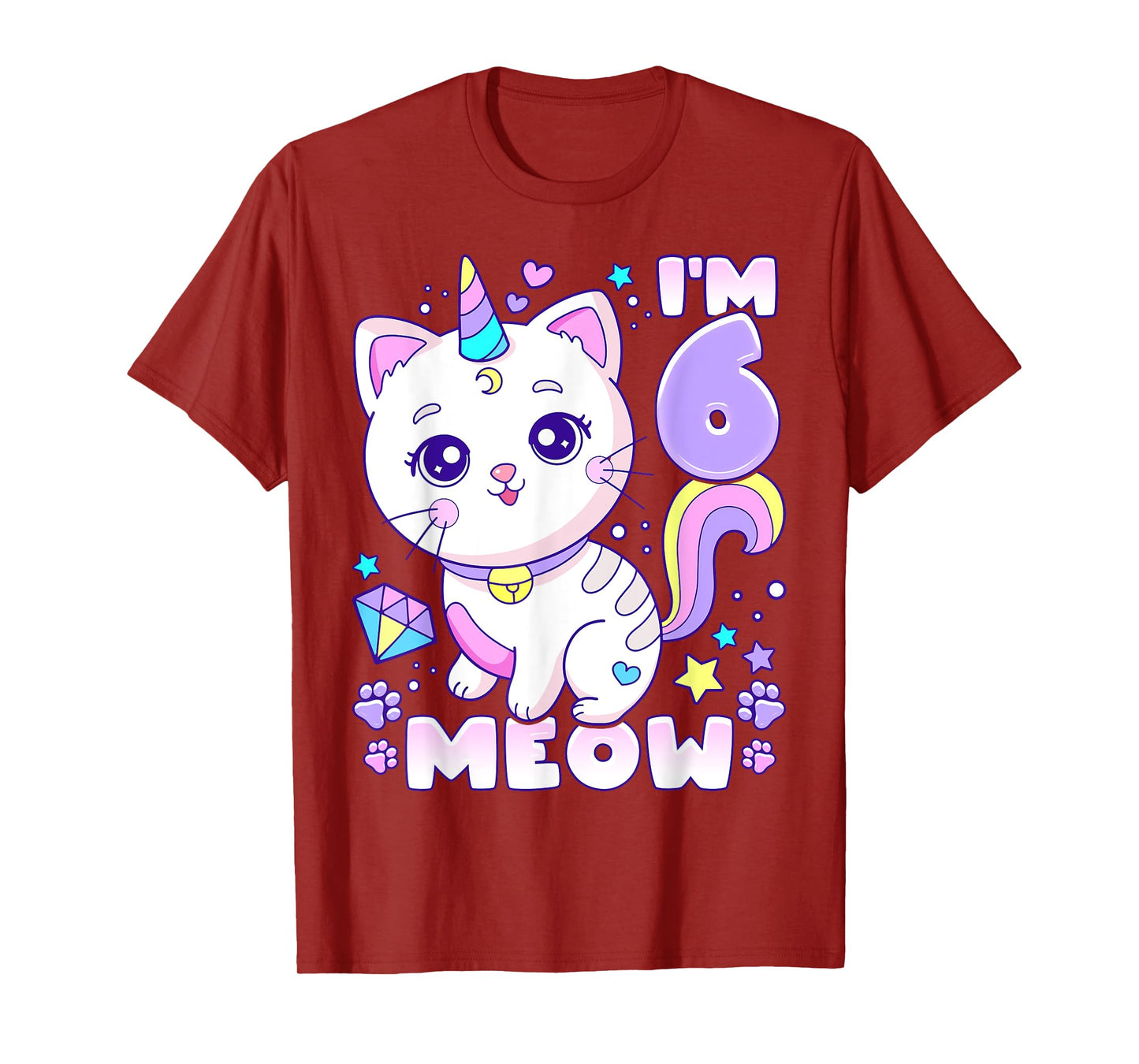 Birthday girl 6 years old, cat, unicorn, 6th birthday T-Shirt