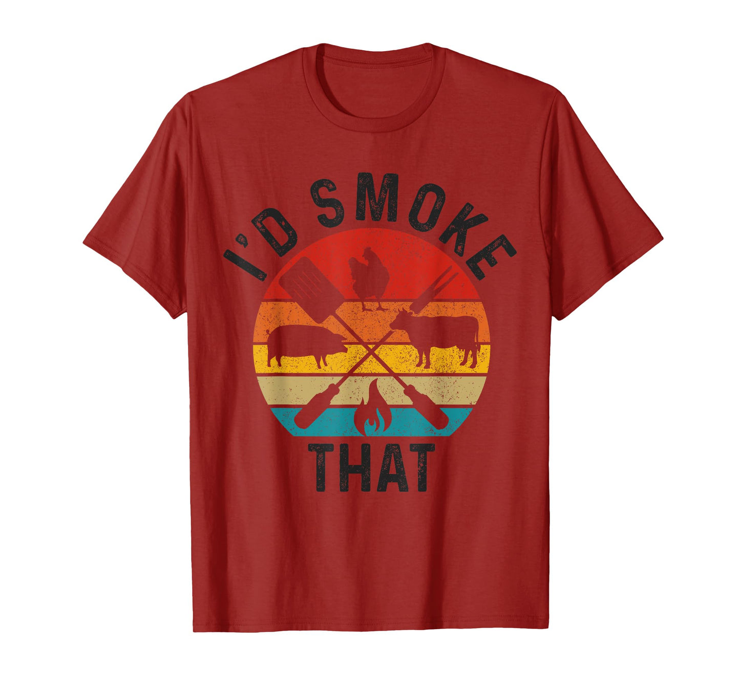 Chef Butcher BBQ I'd Smoke That Funny Father's Day Vintage T-Shirt