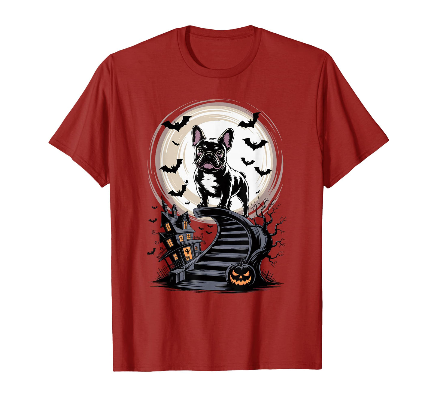 Spooky Halloween Moon French Bulldog Frenchie T-Shirt