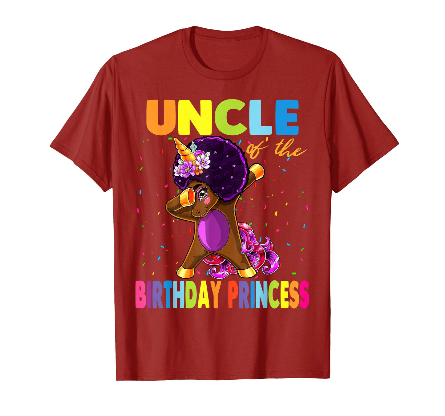 Dabbing Unicorn Afro Uncle of the Birthday Princess T-Shirt