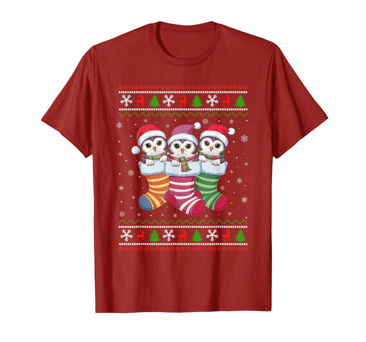 Ugly Xmas Sweater Snowy Owl In Christmas Socks T-Shirt