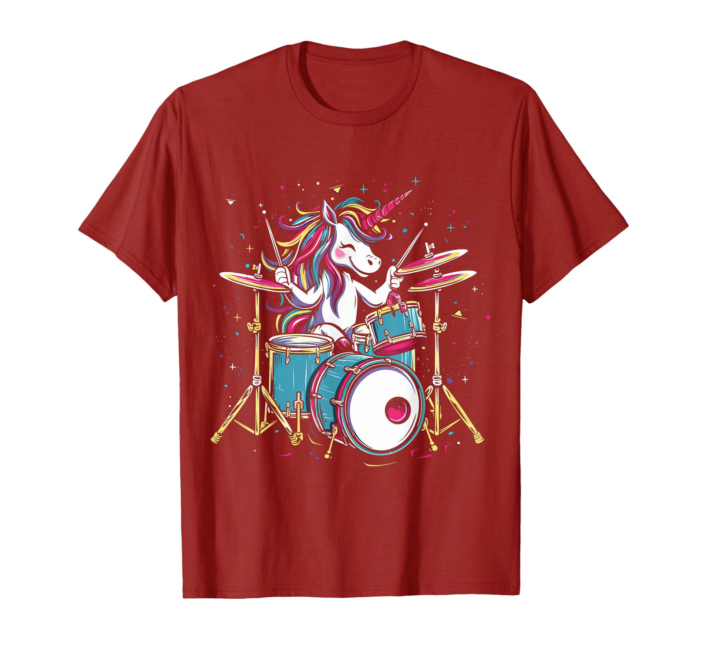 Funny Unicorn Playing Drums Drummer Musician Band Drumming T-Shirt