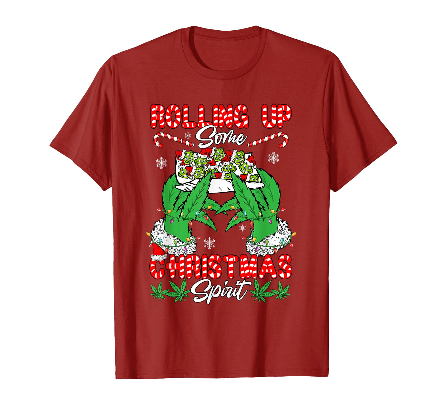 Rolling Up Some Xmas Spirit Funny Santa Smoker Stoner Lover T-Shirt