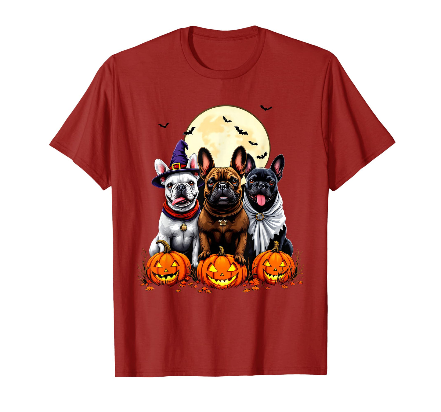 Funny French Bulldog Halloween Dogs Witch Ghost Costume T-Shirt