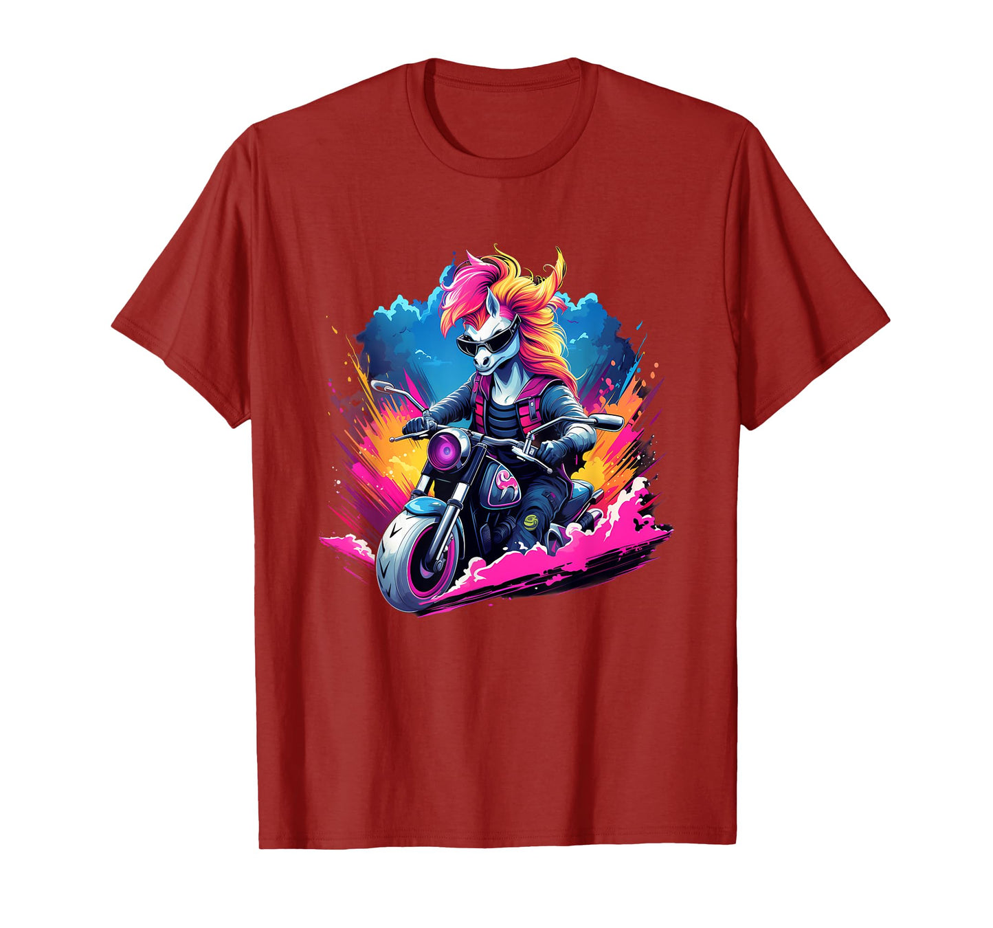Biker Unicorn Riding Motorcycle T-Shirt