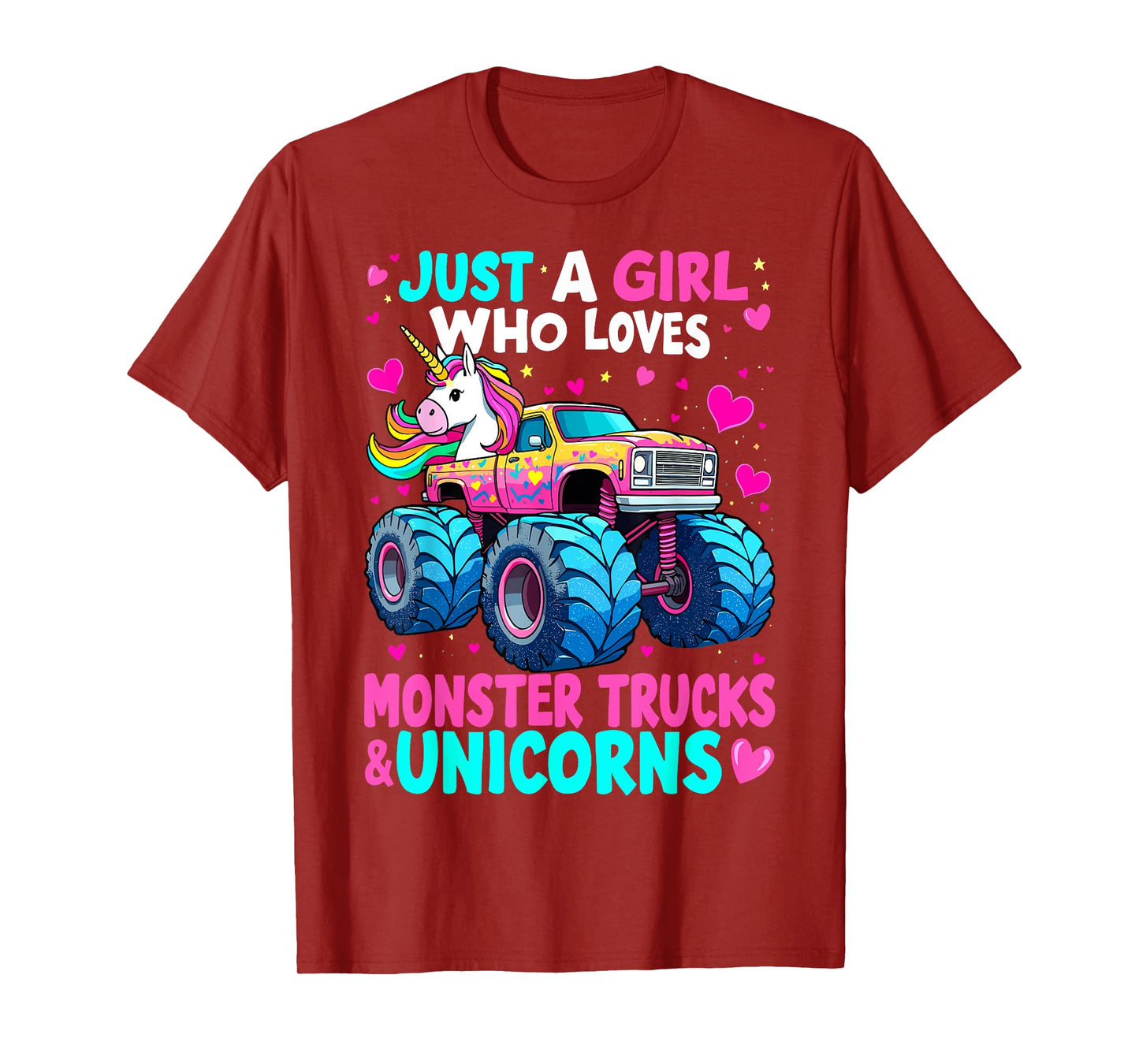 Monster Truck Just a Girl Who Loves Monster Trucks Unicorns T-Shirt