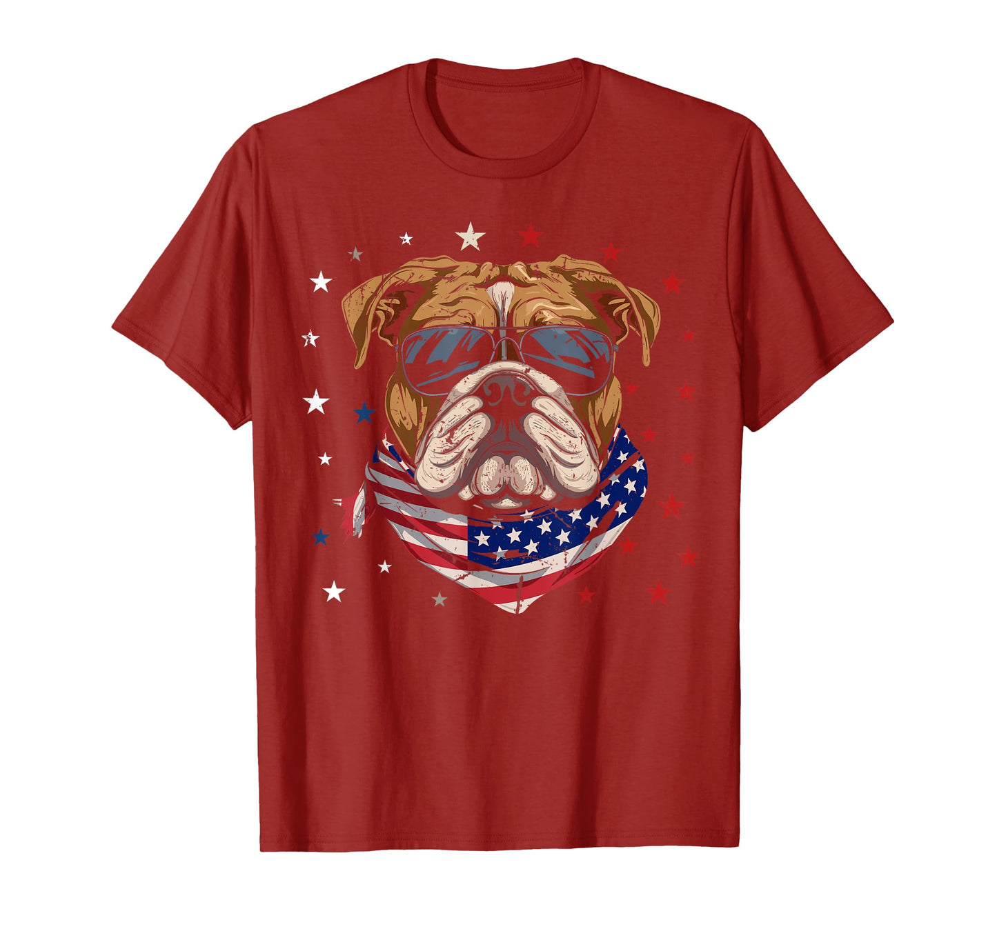 Patriotic American Bulldog USA Flag Dog 4th Of July Women Kids Men T-Shirt