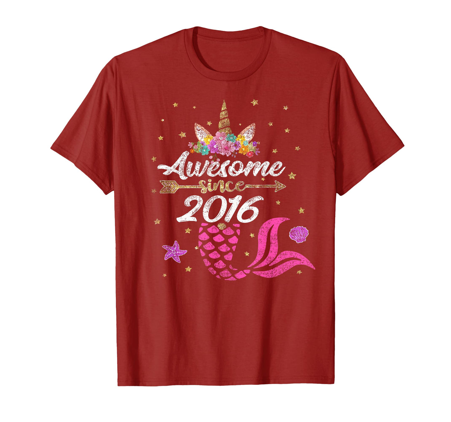 Unicorn Shirt Mermaid Birthday - Awesome Since 2016 Tee Gift T-Shirt