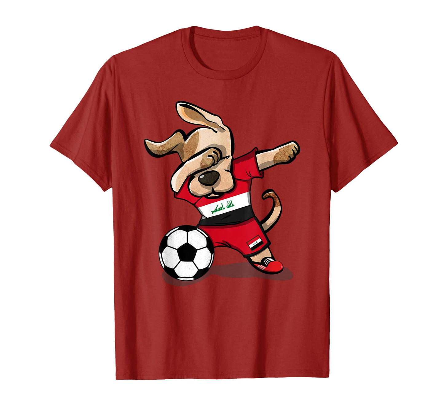 Dabbing Dog Iraq Soccer Fans Jersey Iraqi Football Lovers Men Women Girls Kids T-Shirt