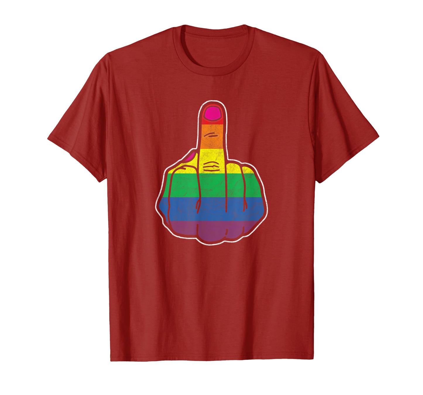 Rainbow Middle Finger - gay pride flag LGBTQ retro equality T-Shirt