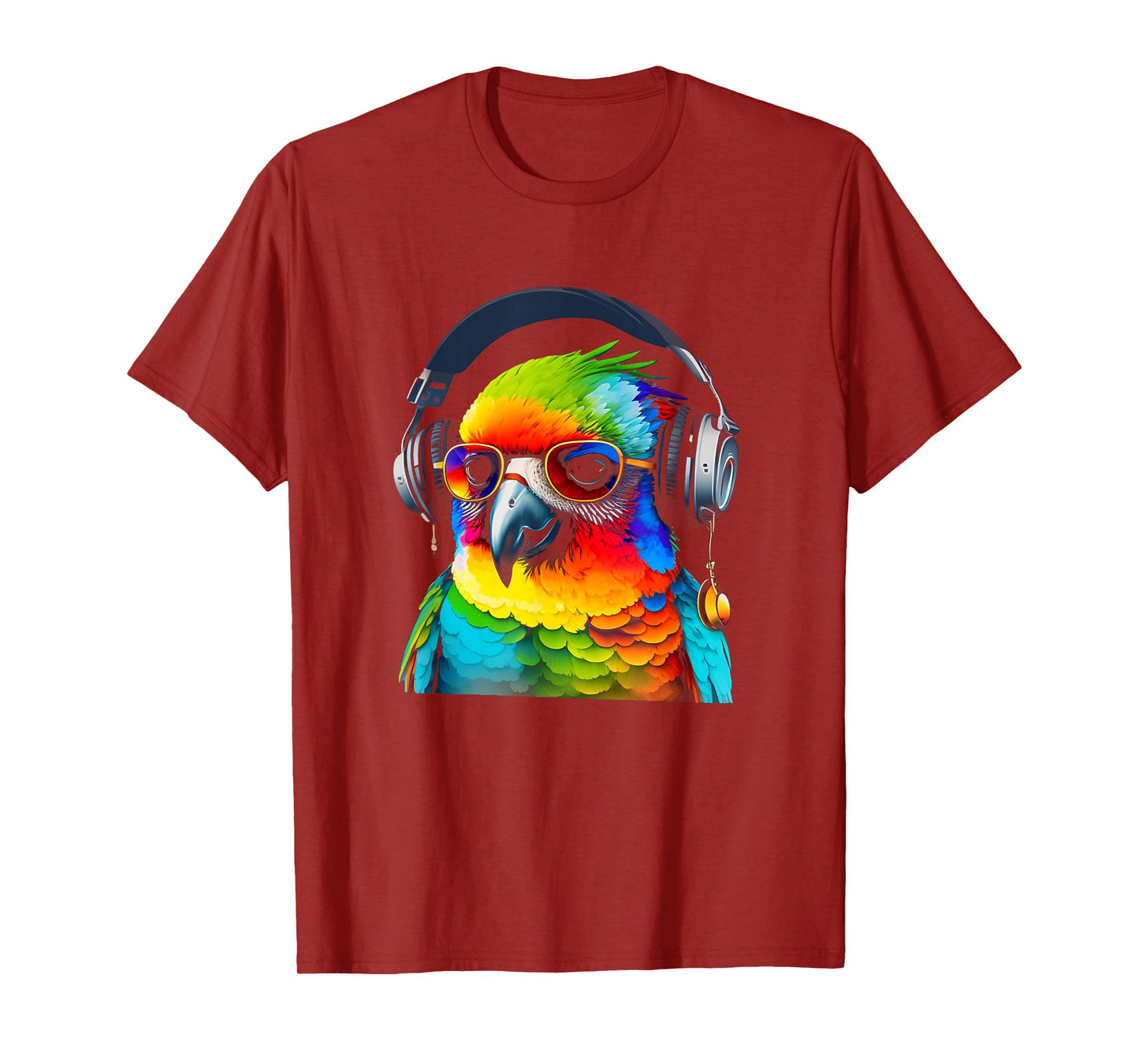DJ Parrot with Sunglasses Headphones Music Funny Parrot T-Shirt