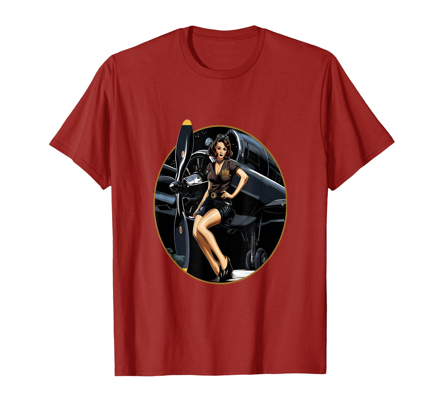 Pinup Girl Warbird Military Aircraft Aviation T-Shirt