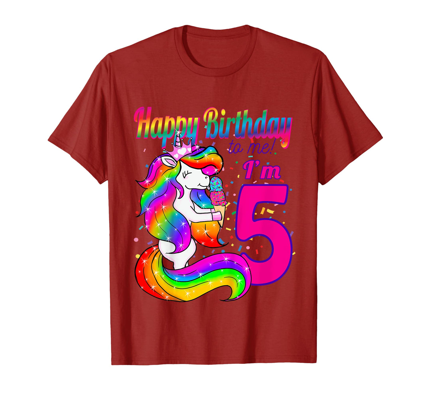 Happy Birthday to me i'm 5 years old unicorn party theme T-Shirt
