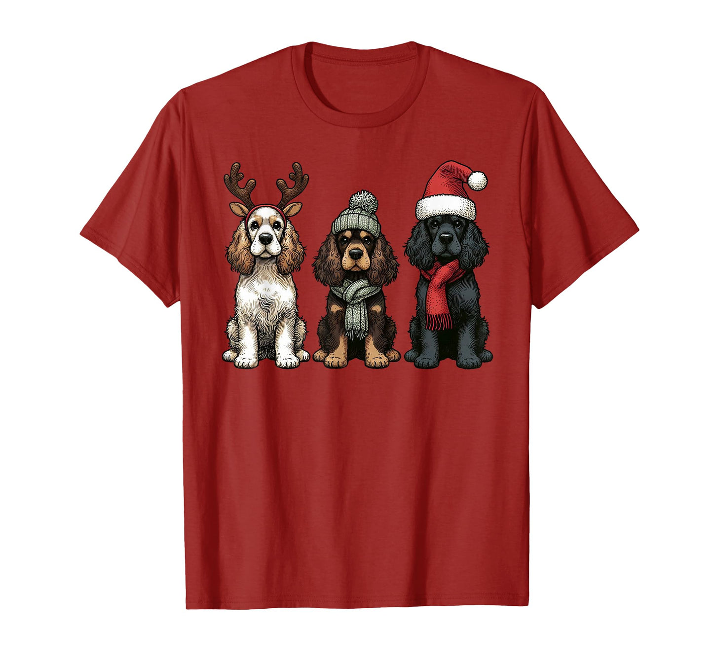 Santa Reindeer Cocker Spaniel Christmas Cocker Lover Pajama T-Shirt