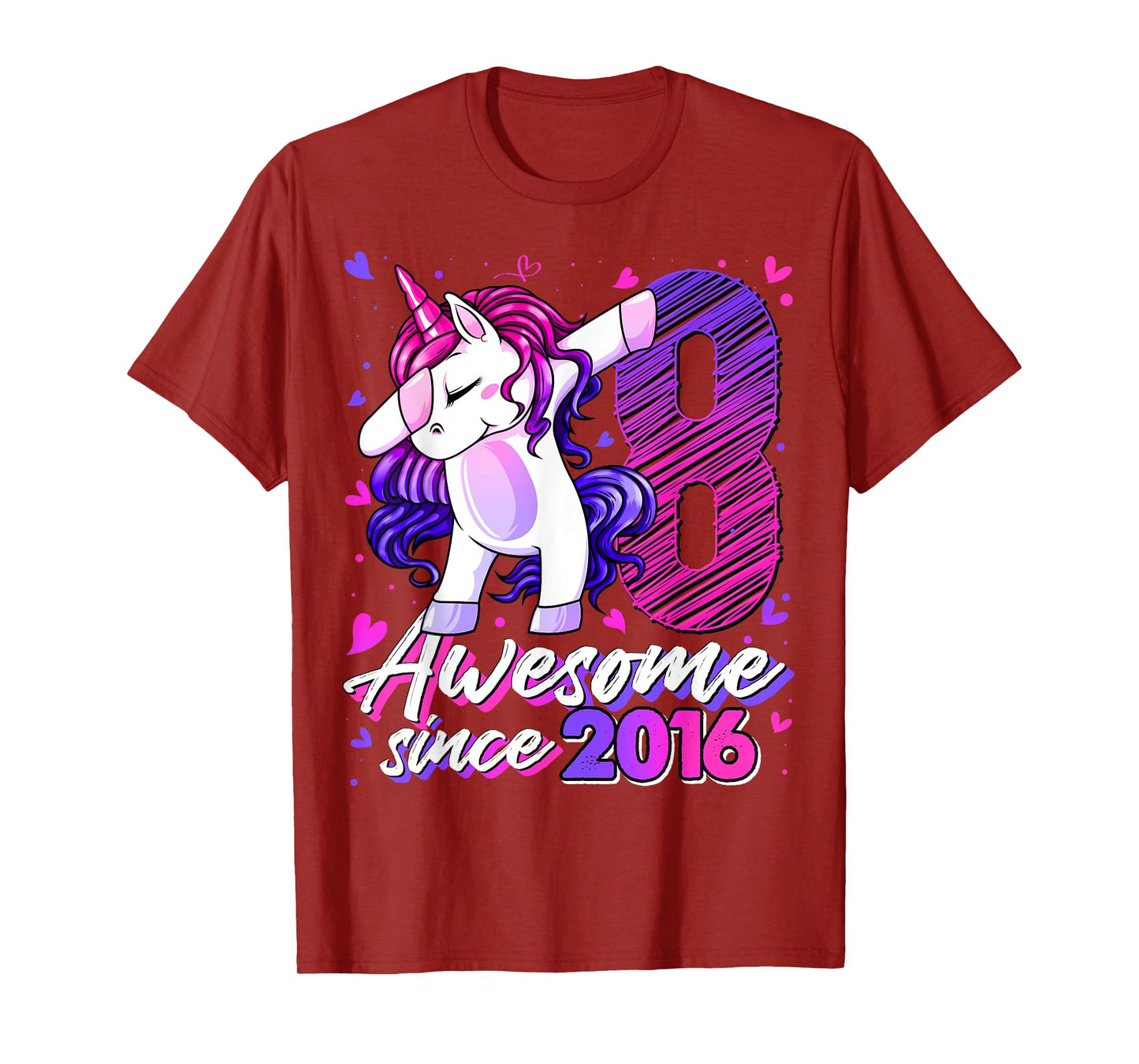 8 Years Old Flossing Unicorn Gifts 8th Birthday Girl Party T-Shirt
