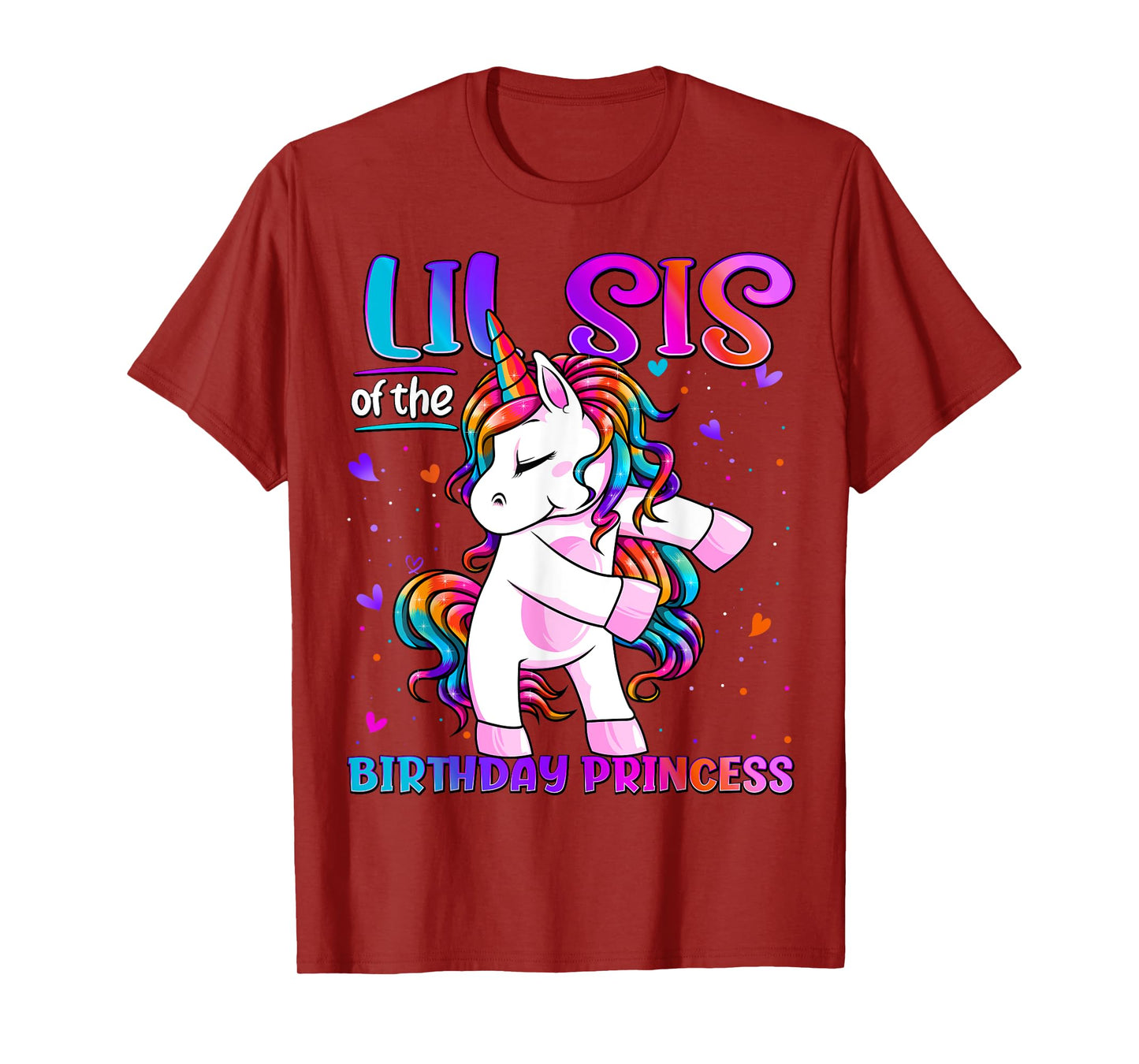 Lil Sis of the Birthday Princess Flossing Unicorn Lil Sister T-Shirt