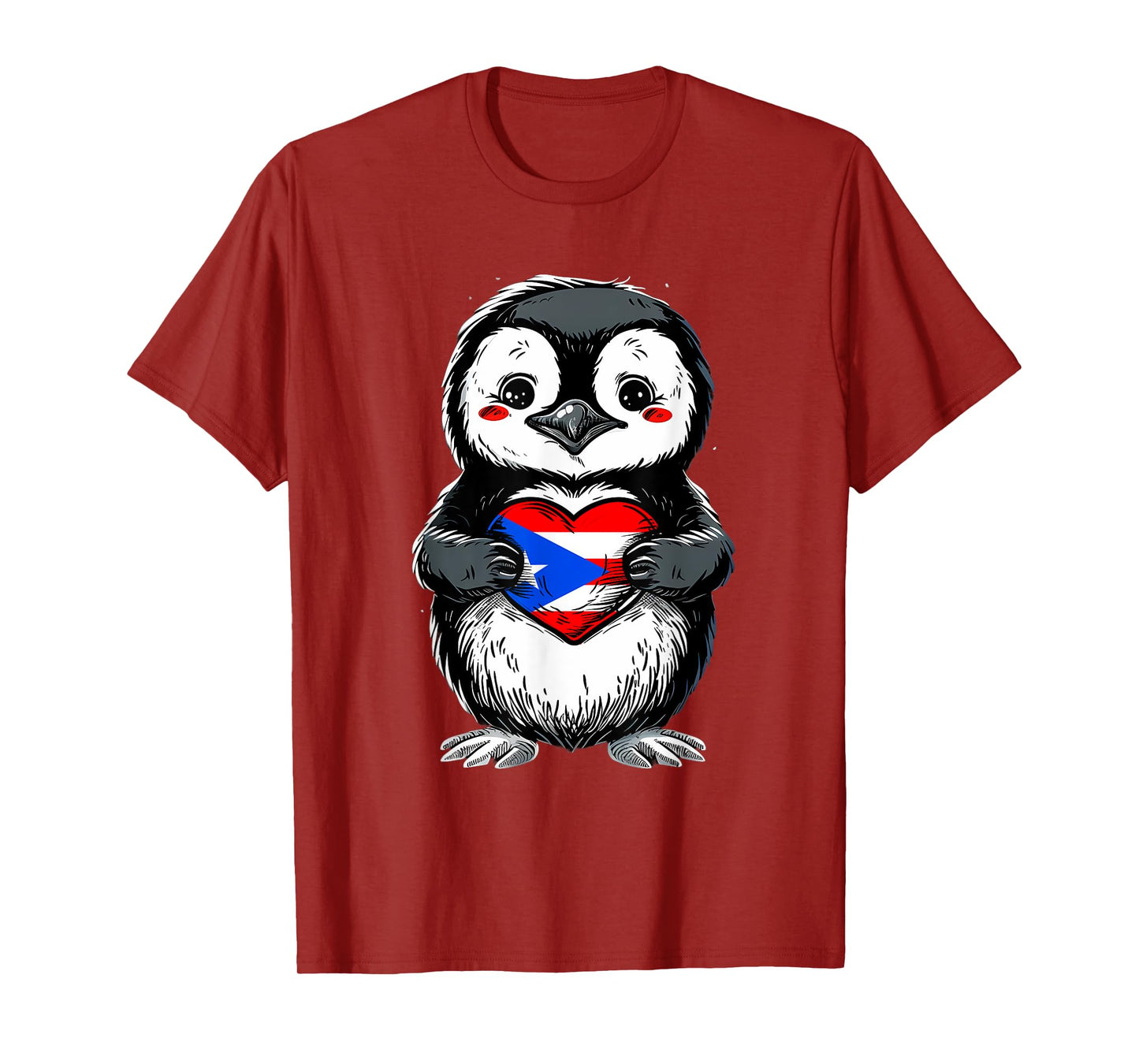 Puerto Rico Cute Penguin Heart Puerto Rican Flag Boricua T-Shirt