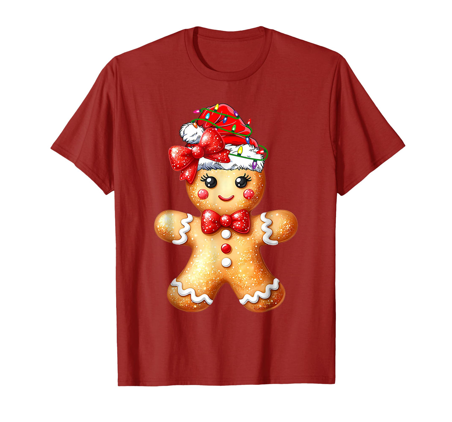 Merry Christmas Shirt Gingerbread Santa Pajamas Girls Women T-Shirt