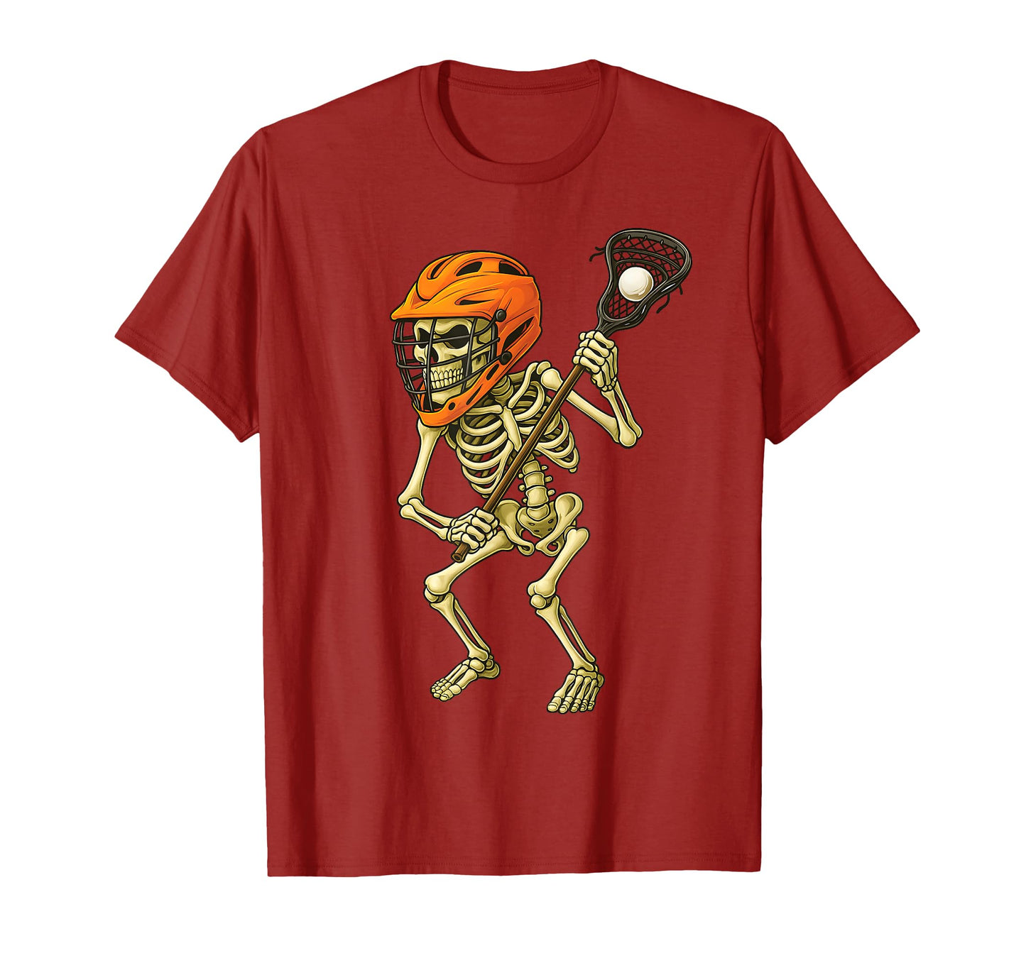Skeleton Playing Lacrosse Funny Lacrosse Players Halloween T-Shirt