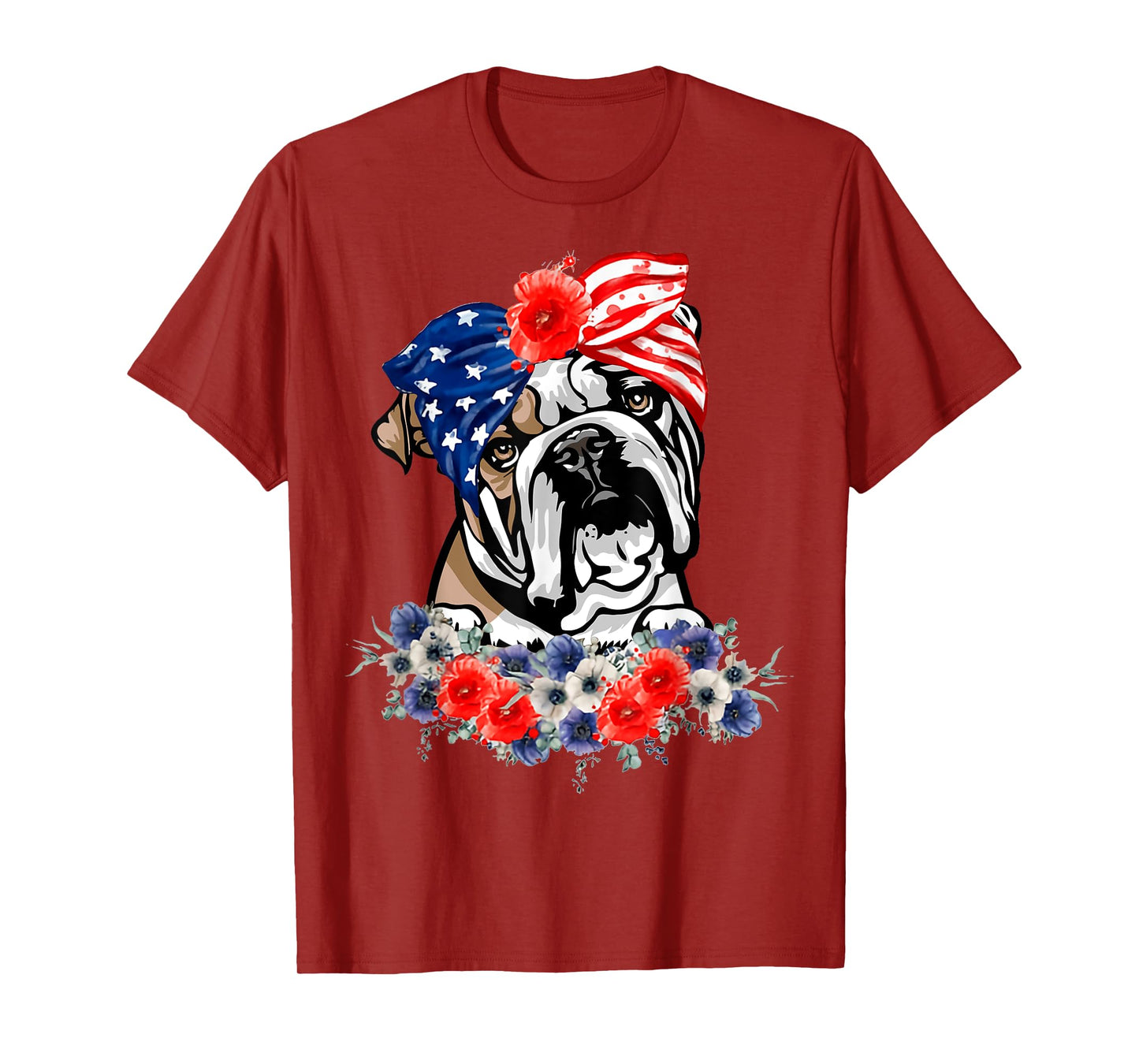 English Bulldog Dog American Flag Patriotic 4th Of July T-Shirt