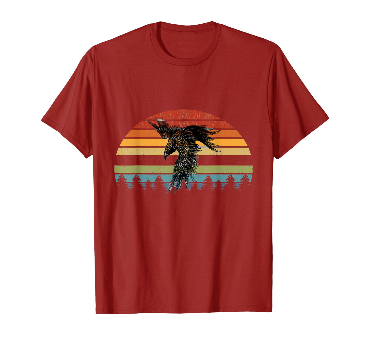 Crow Raven Norse Cool Viking Retro Sun for Vikings lover T-Shirt