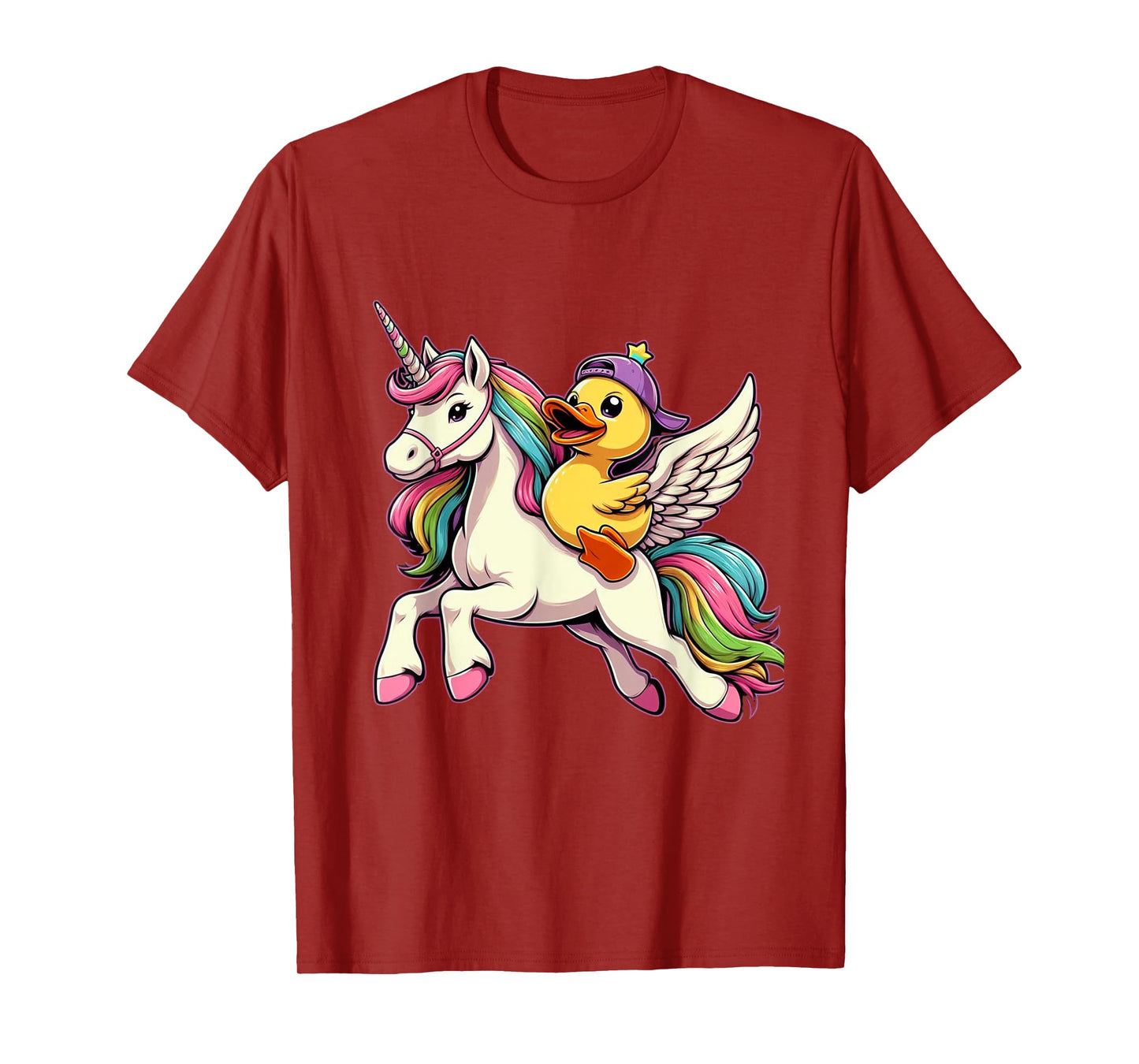 Duck Riding A Unicorn Boys Girls Men Women Kids Adults T-Shirt