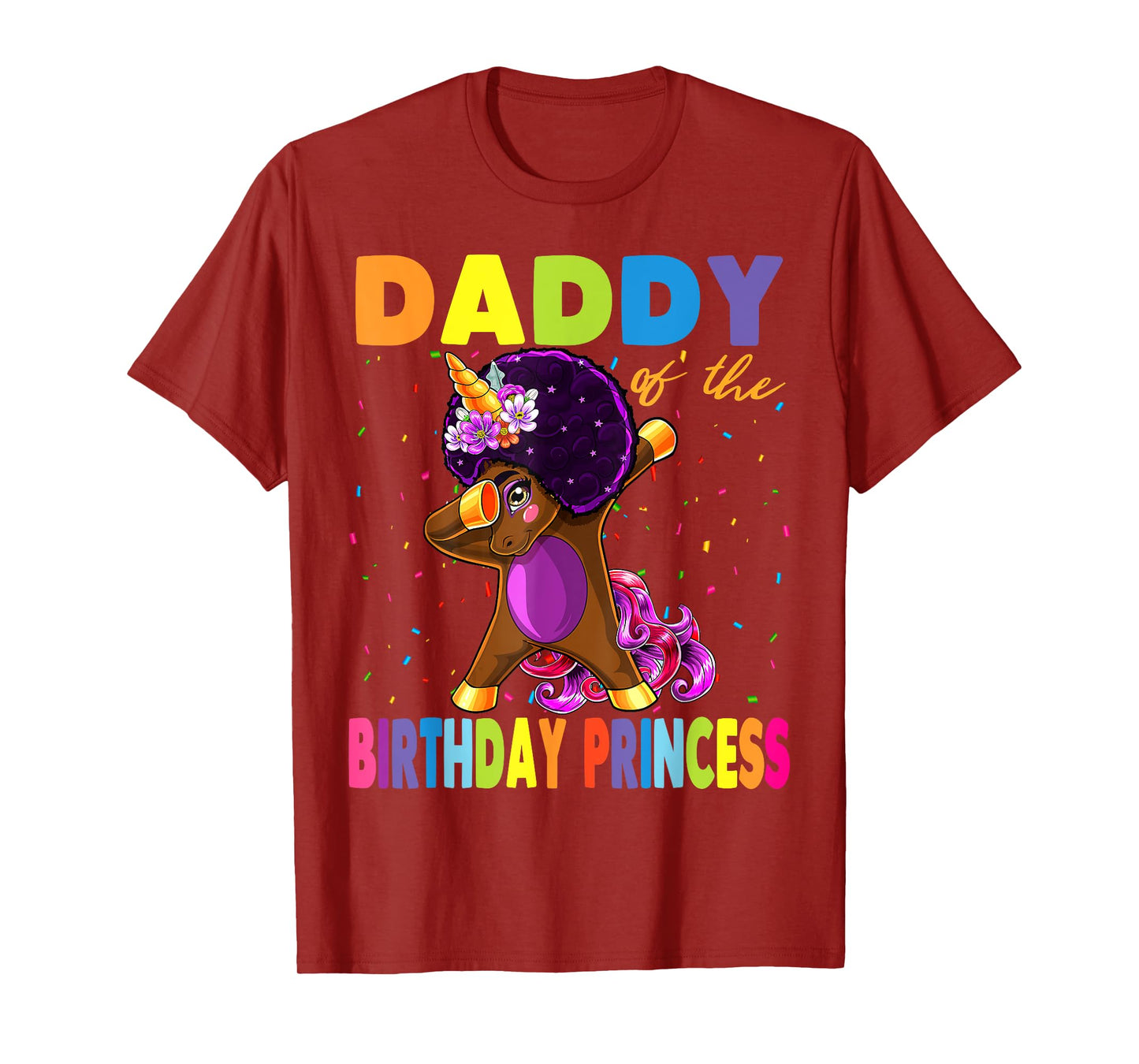 Unicorn Birthday Girl Gifts Store Dabbing Unicorn Afro Daddy of the Birthday Princess T-Shirt