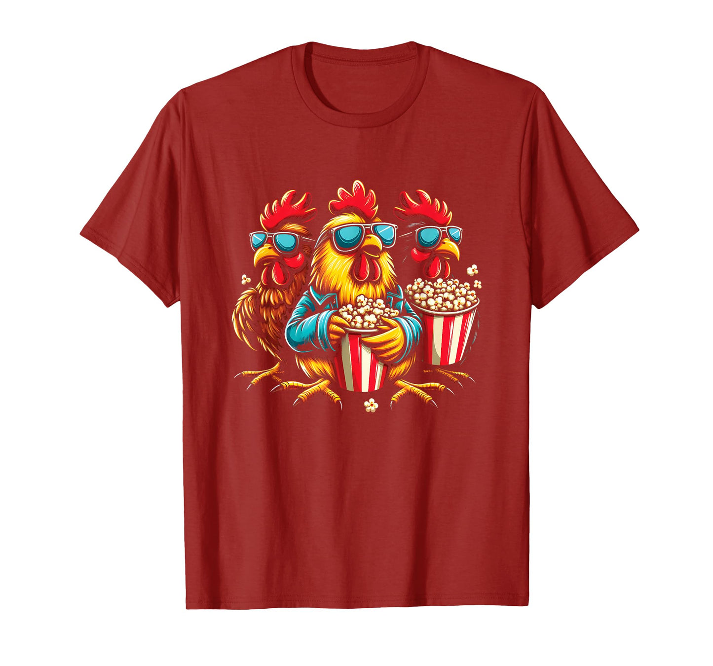 Chickens Eating Popcorn - Funny Farm Animal Popcorn Lover T-Shirt